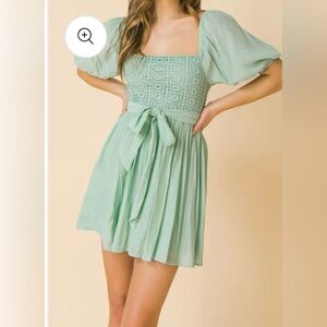 Lovecolette Mint Green Woven Mini Dress